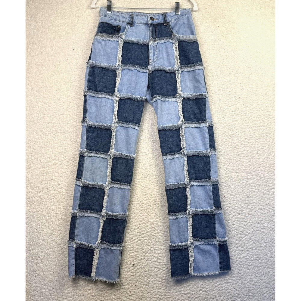Ragged Jeans Womens 28 Blue Two-Tone Patchwork Frayed Seams Denim RJSS2101020BDN
